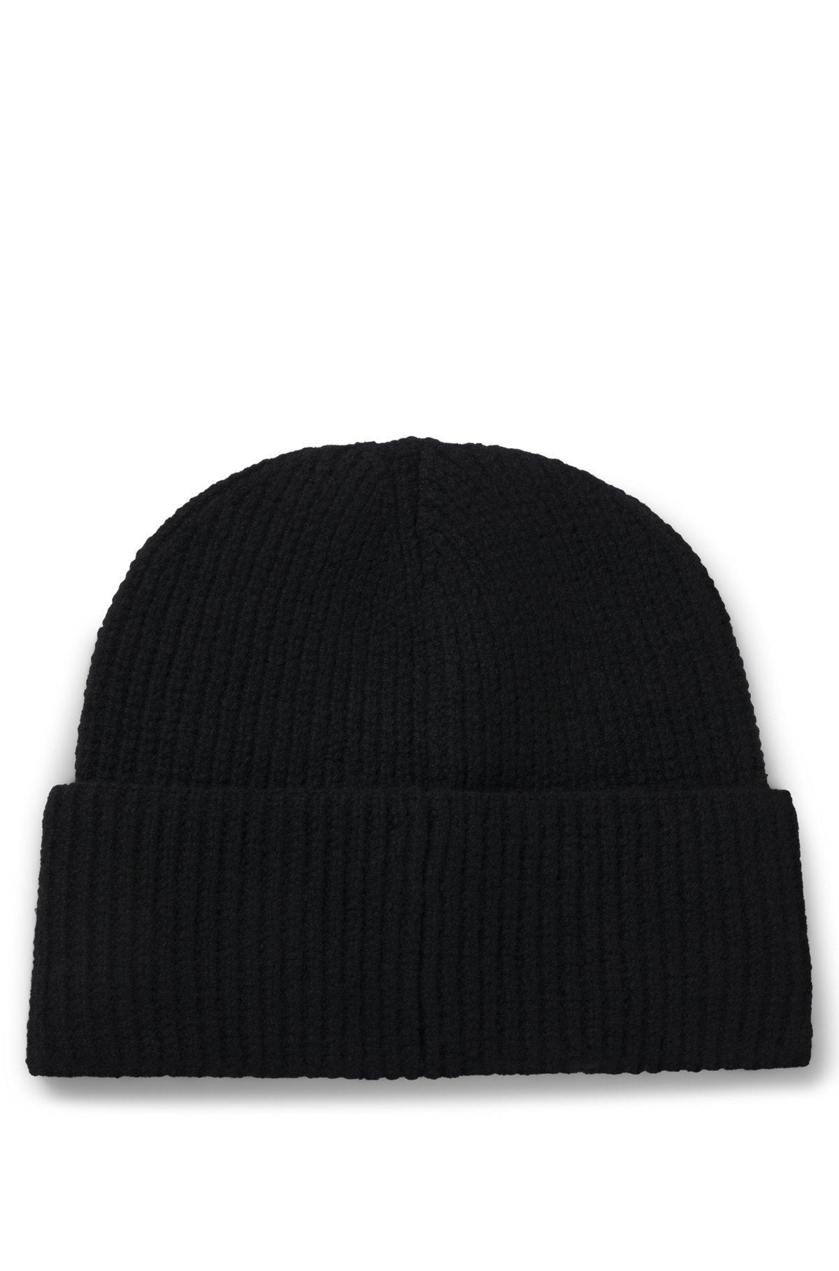 Ribbed beanie hat with embroidered handwritten logo Product Image