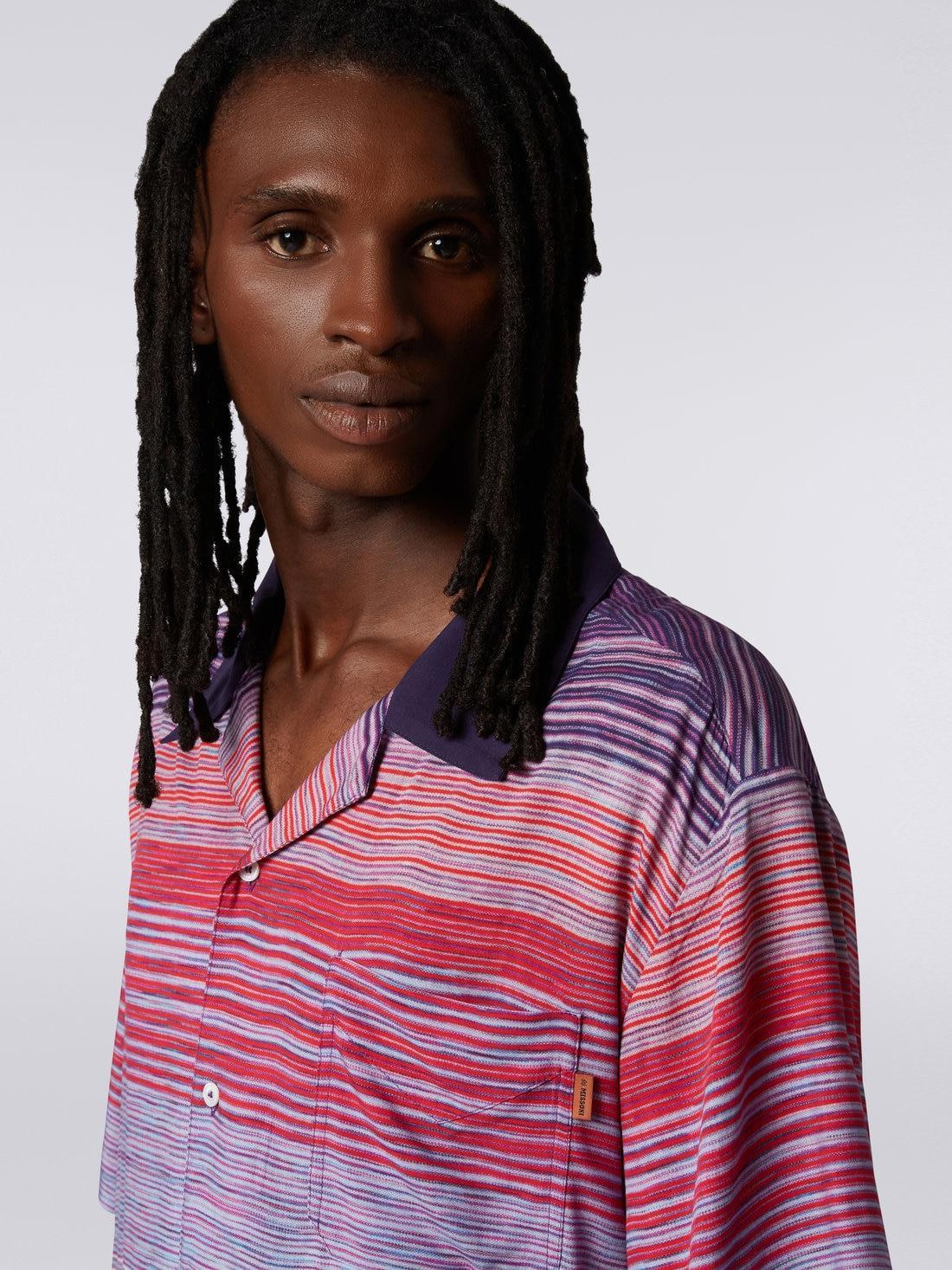 Short-sleeved cotton bowling shirt Red, Purple & Light Blue | Missoni Product Image