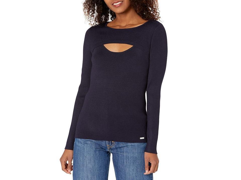 Calvin Klein Long Sleeve with Cutout At Front (Twilight) Women's Clothing Product Image