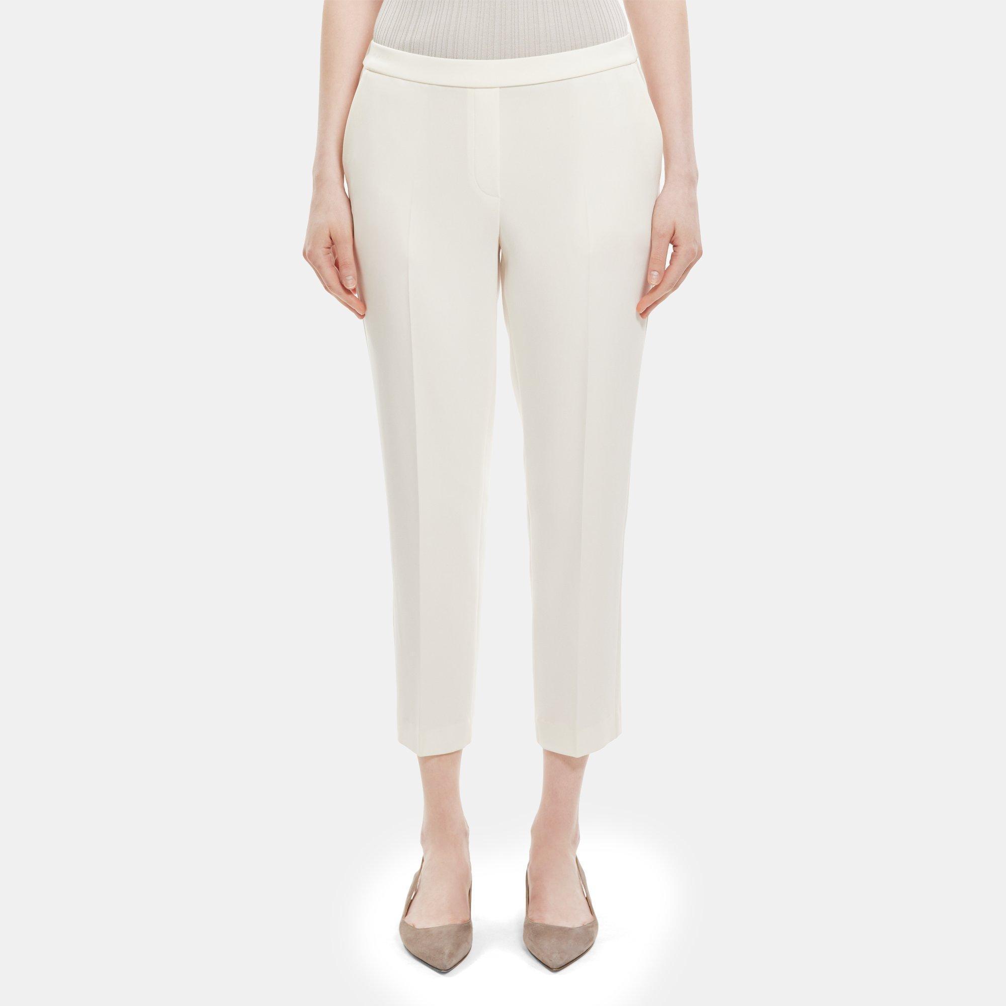 Crepe Cropped Slim Pull-On Pant | Theory Outlet Product Image