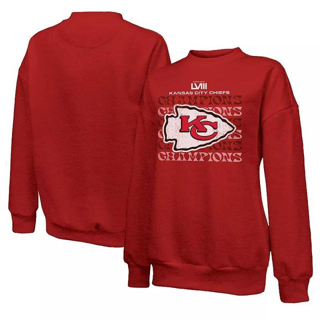 Womens Majestic Threads Kansas City Chiefs Super Bowl LVIII Champions Retro Repeat Pullover Sweatshirt Product Image