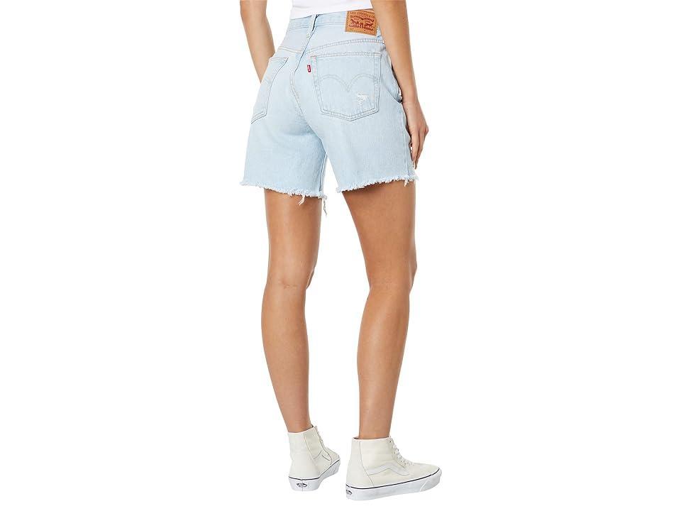 Levis 501 Button Fly Mid Thigh Distressed Denim Shorts Product Image