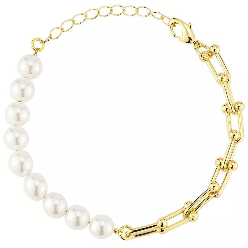 WINX 18k Gold Plated Stirrup Freshwater Cultured Pearl Bracelet, Womens Gold Tone Product Image