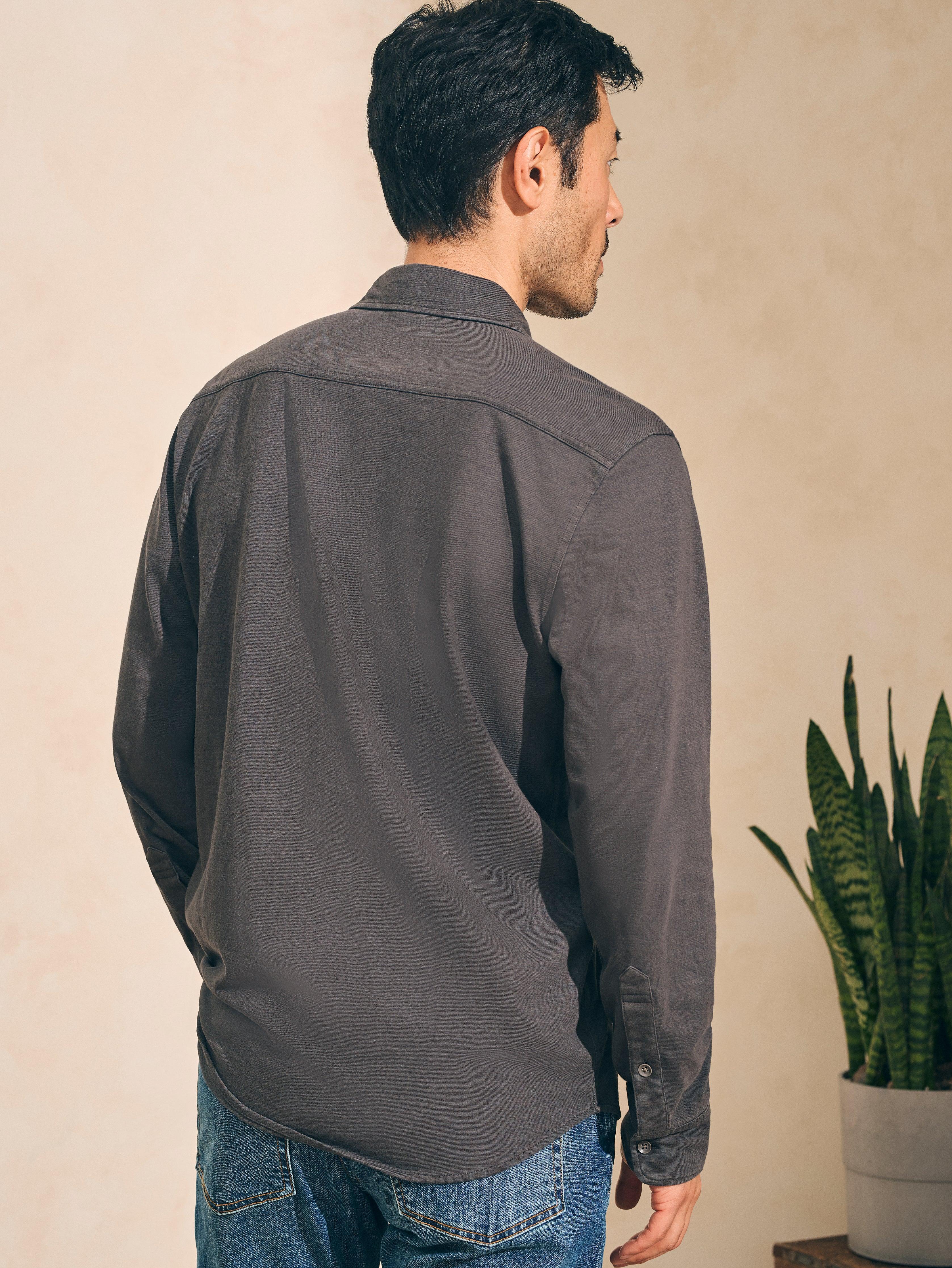 Sunwashed Knit Shirt (Single Pocket) - Washed Black Male Product Image