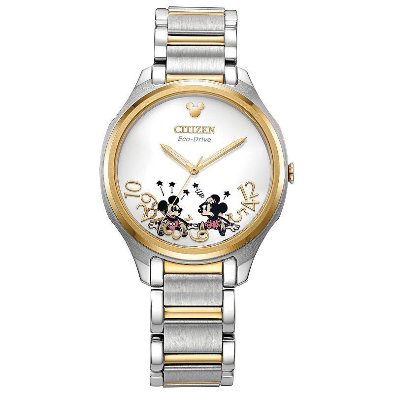 Disneys Mickey Mouse & Minnie Mouse Womens Eco-Drive Two Tone Stainless Steel Watch by Citizen - EM0754-59W Product Image