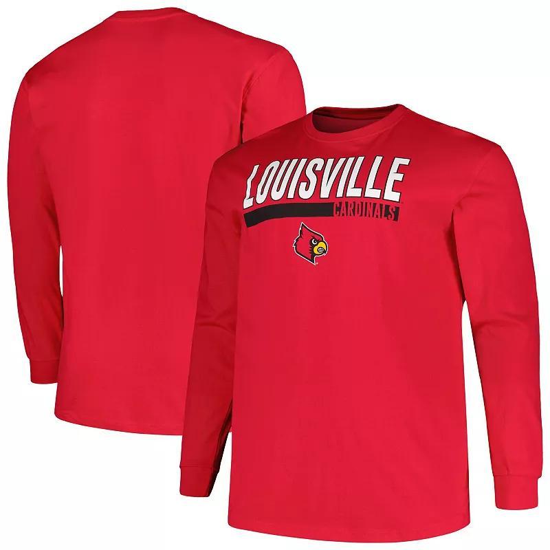 Mens Profile Red Louisville Cardinals Big and Tall Two-Hit Long Sleeve T-shirt Product Image