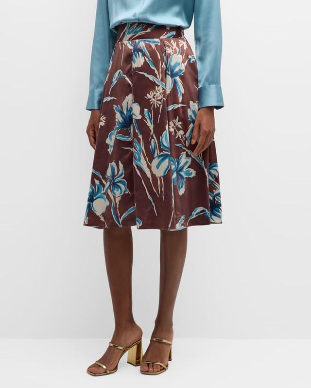 Shelley Pleated Floral-Print Midi Skirt Product Image