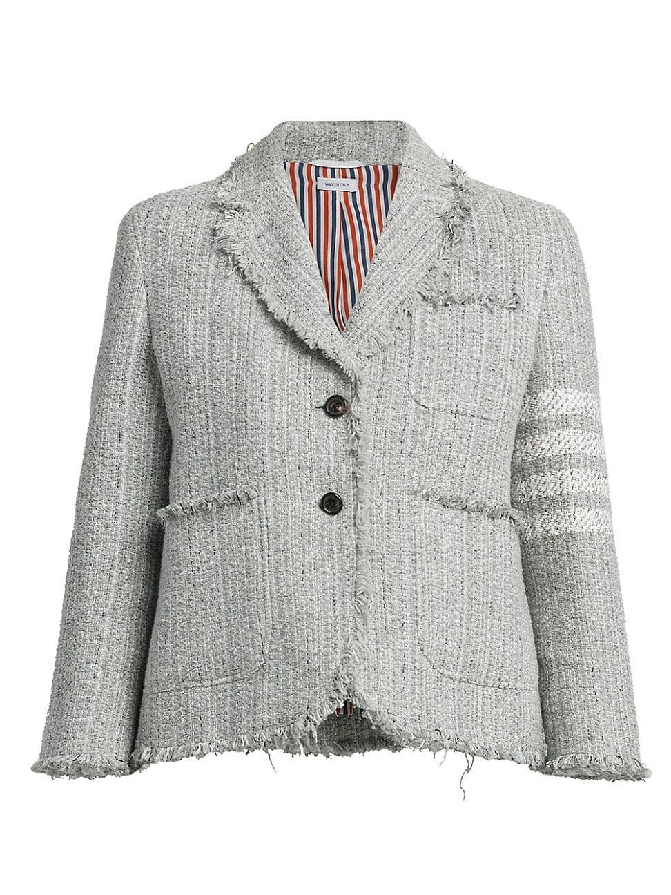 Thom Browne 4-Bar Unconstructed Shrunken Tweed Blazer Product Image