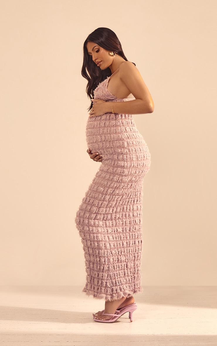 Maternity Dusty Pink Shirred Maxi Dress Product Image