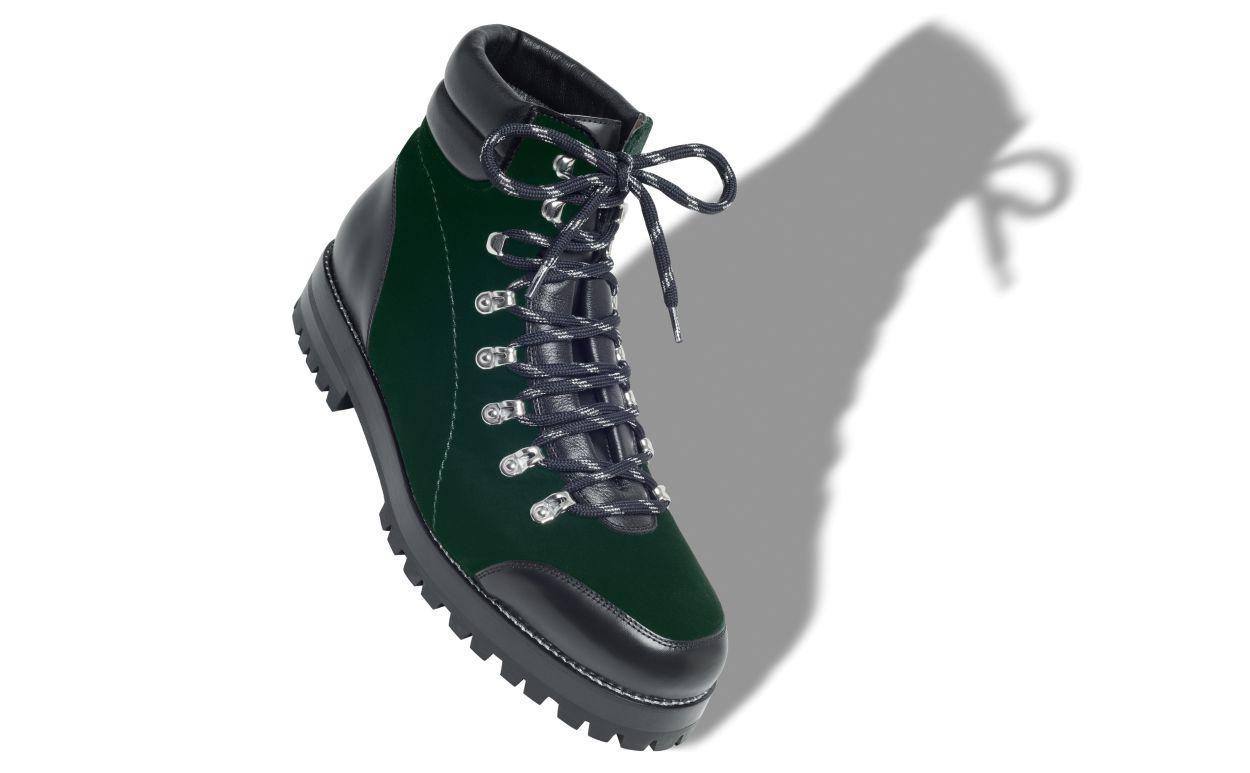 JANKA Dark Green Velvet Ankle Boots Product Image