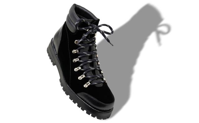 JANKA Black Velvet Ankle Boots Product Image