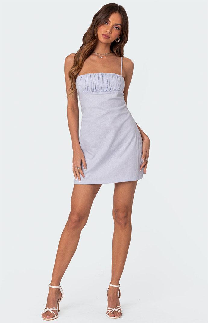 Edikted Womens Henrietta Ruched Linen Look Mini Dress Product Image