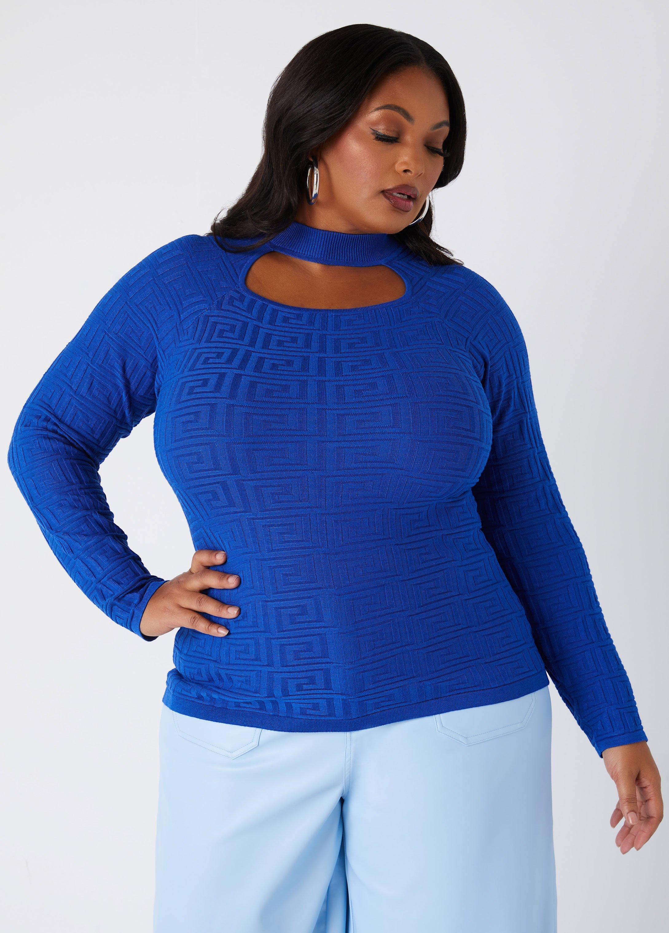 Plus Size Geo Jacquard Sweater Ashley Stewart Product Image