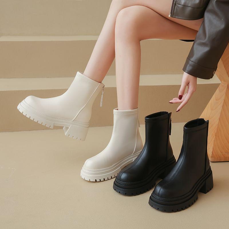 Platform Plain Zip Short Boots Product Image