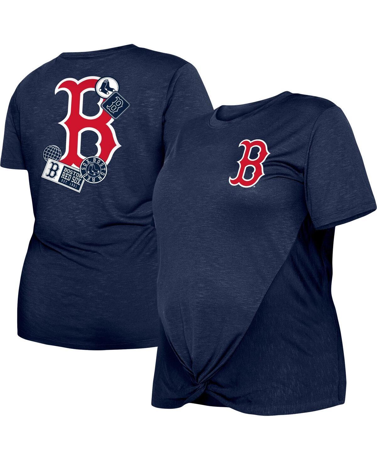 Women's New Era Navy Boston Red Sox Plus Size Two-Hit Front Knot T-Shirt Product Image