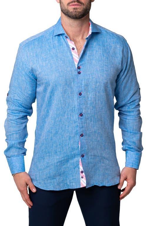 Maceoo Einstein Lenny Blue Stretch Button-Up Shirt Product Image