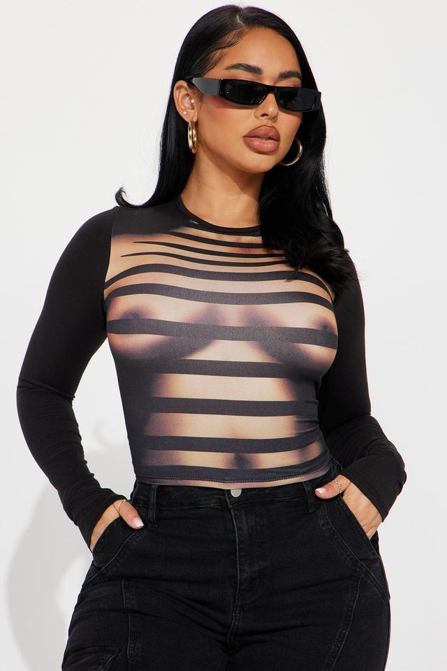 Hot And Seductive Long Sleeve Top - Black Product Image