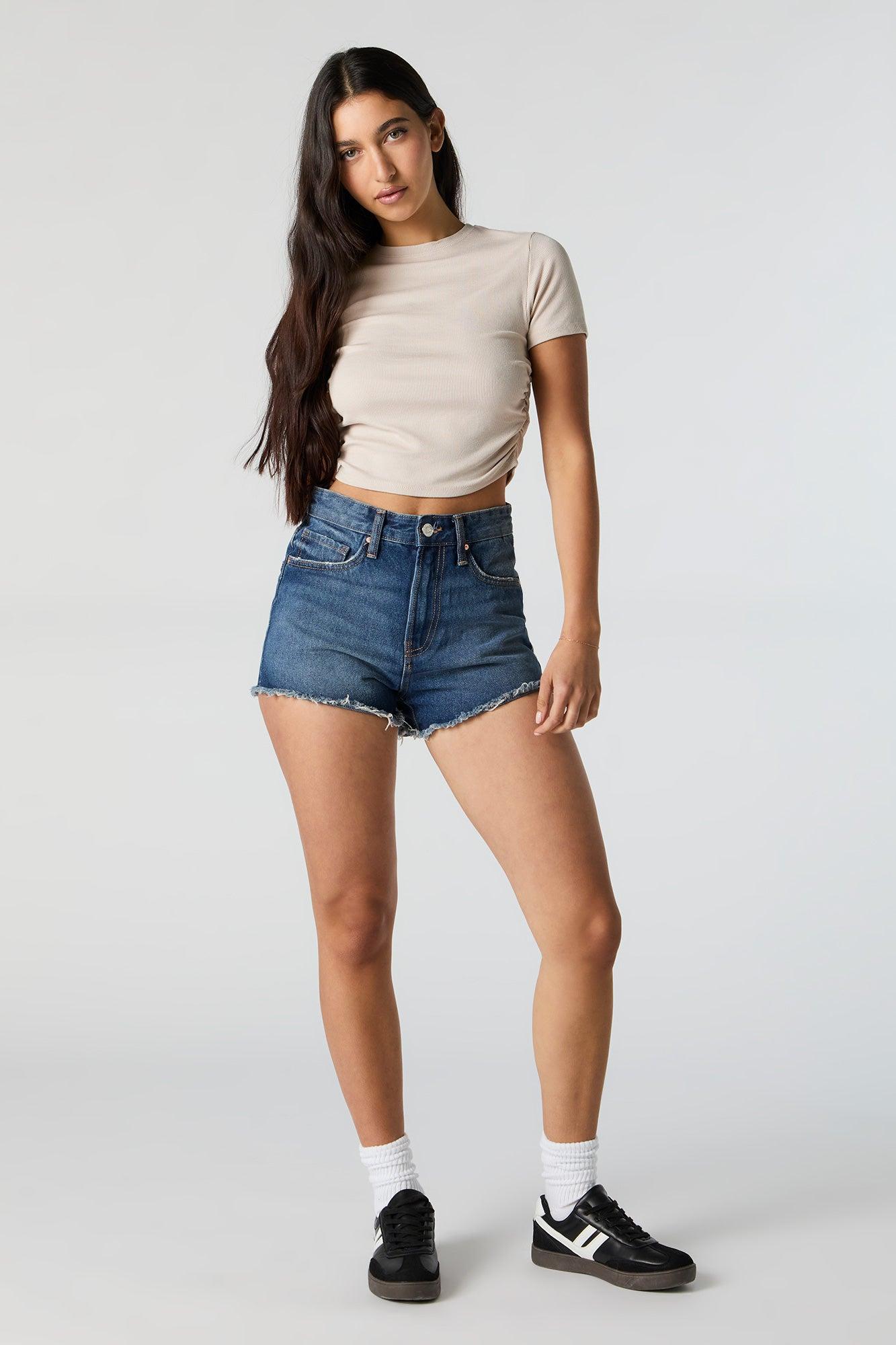 Ribbed Side Cinched Cropped T-Shirt Female Product Image