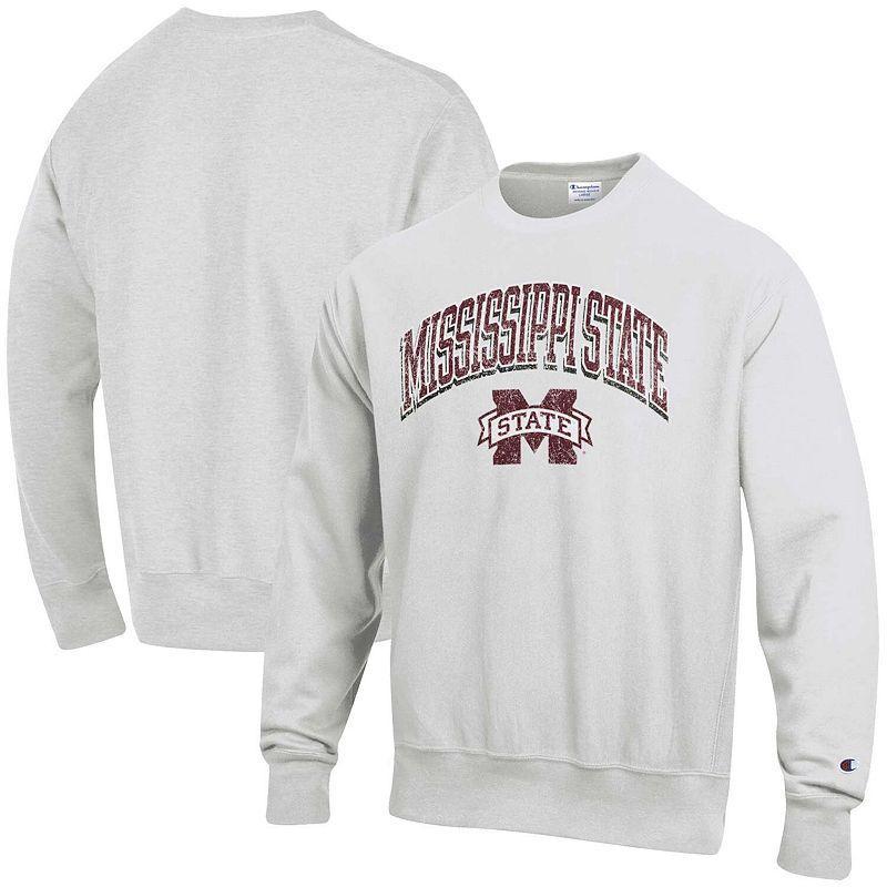 Mens Champion Gray Mississippi State Bulldogs Arch Over Logo Reverse Weave Pullover Sweatshirt Product Image