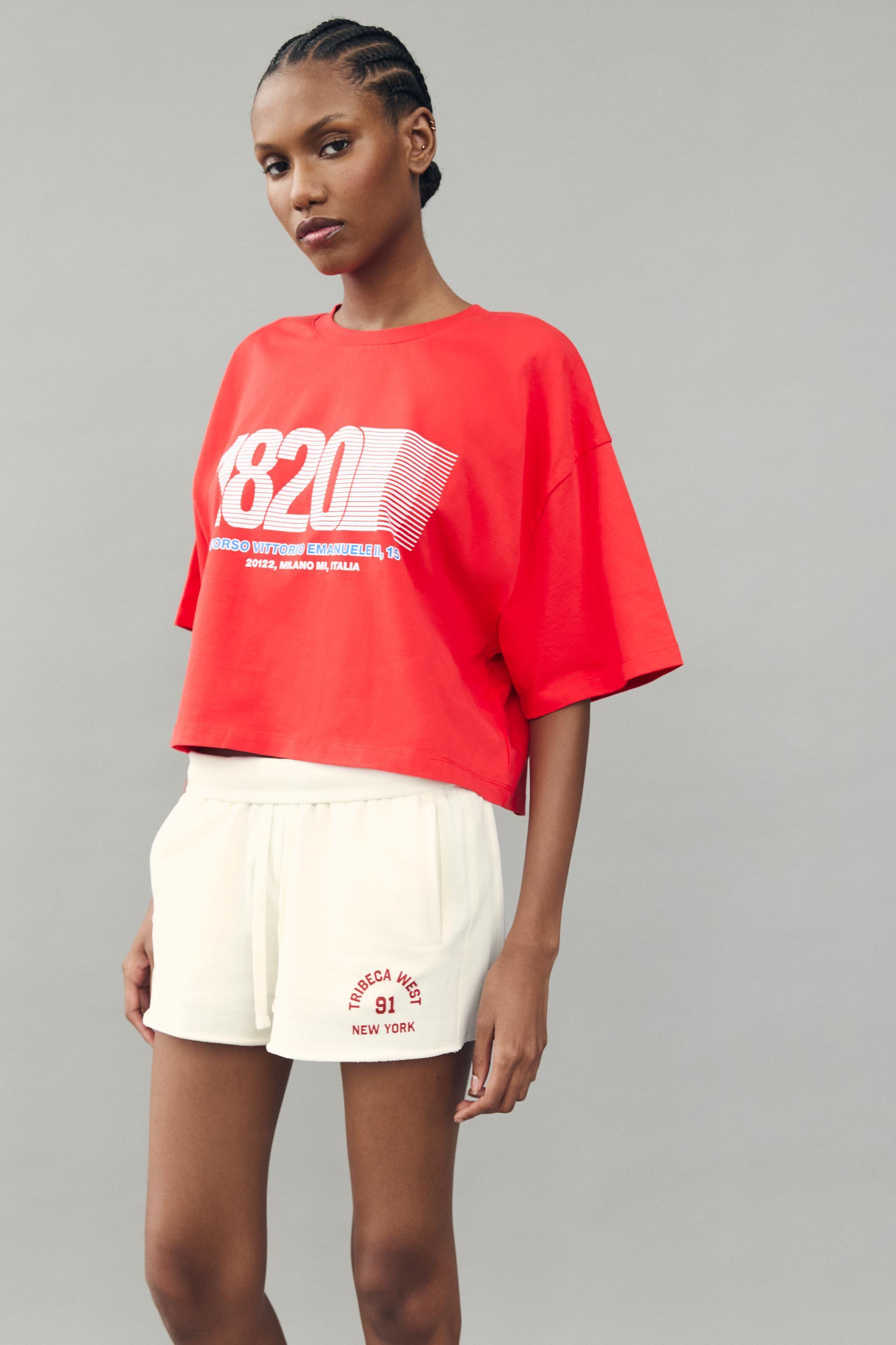 TEXT PRINT CROP TOP Product Image