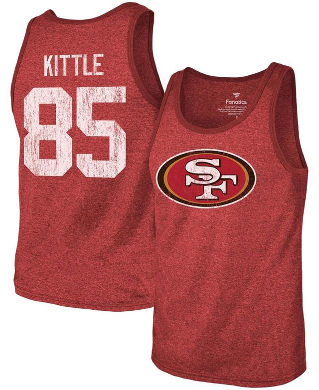 Mens George Kittle Scarlet San Francisco 49Ers Name Number Tri-Blend Tank Top Product Image