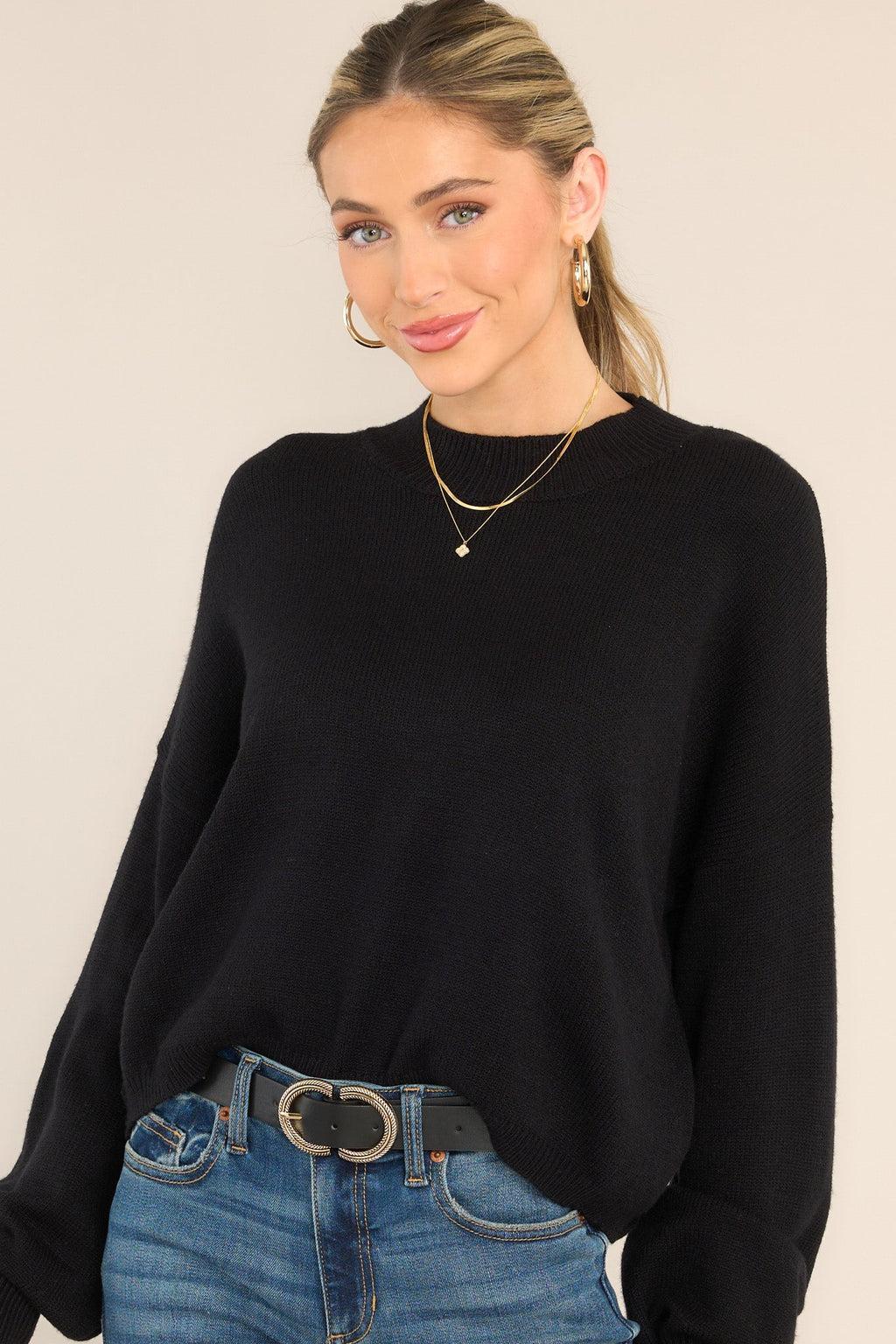 Don't Think About You Black Pullover Sweater Product Image