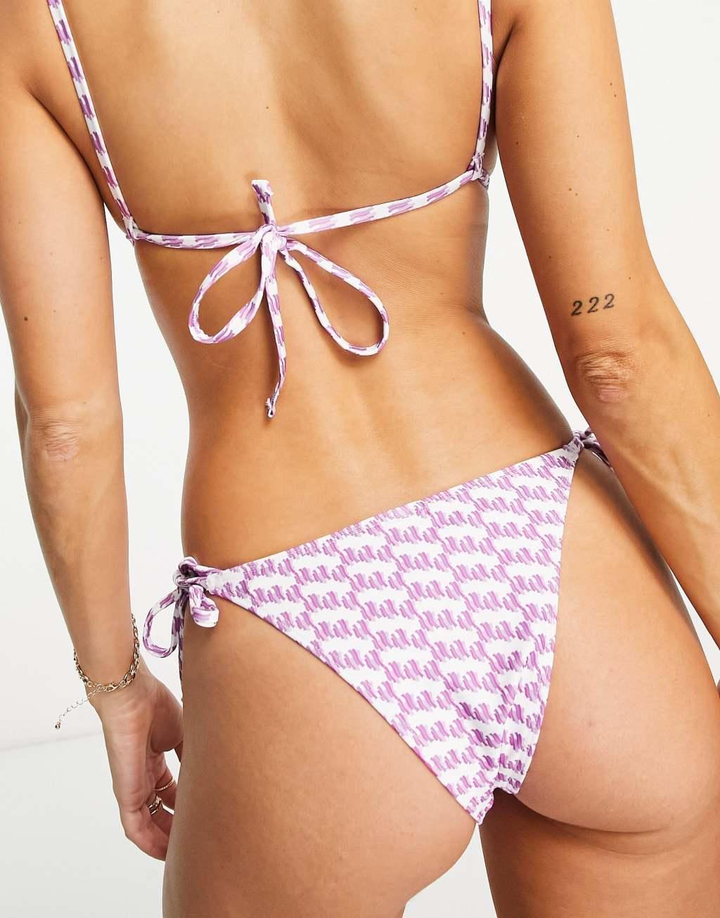 Swim Society tie side tiny bikini bottom in purple Product Image