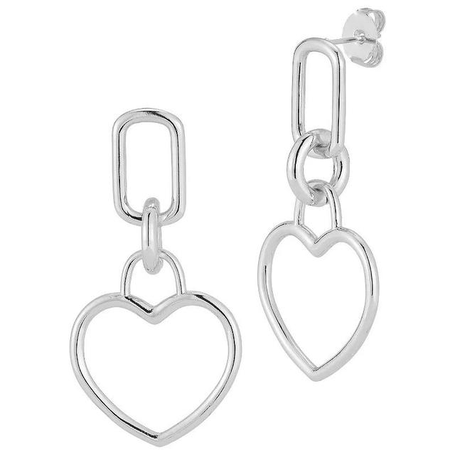 WINX 18k Gold Plated Open Heart Drop Earrings, Womens, Silver Tone Product Image