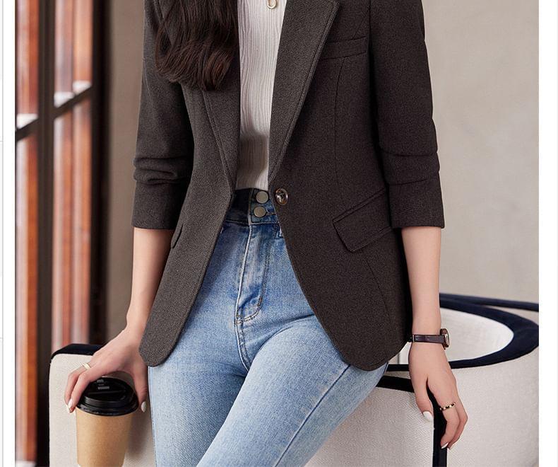 Lapel Collar Plain Single Breasted Blazer Product Image