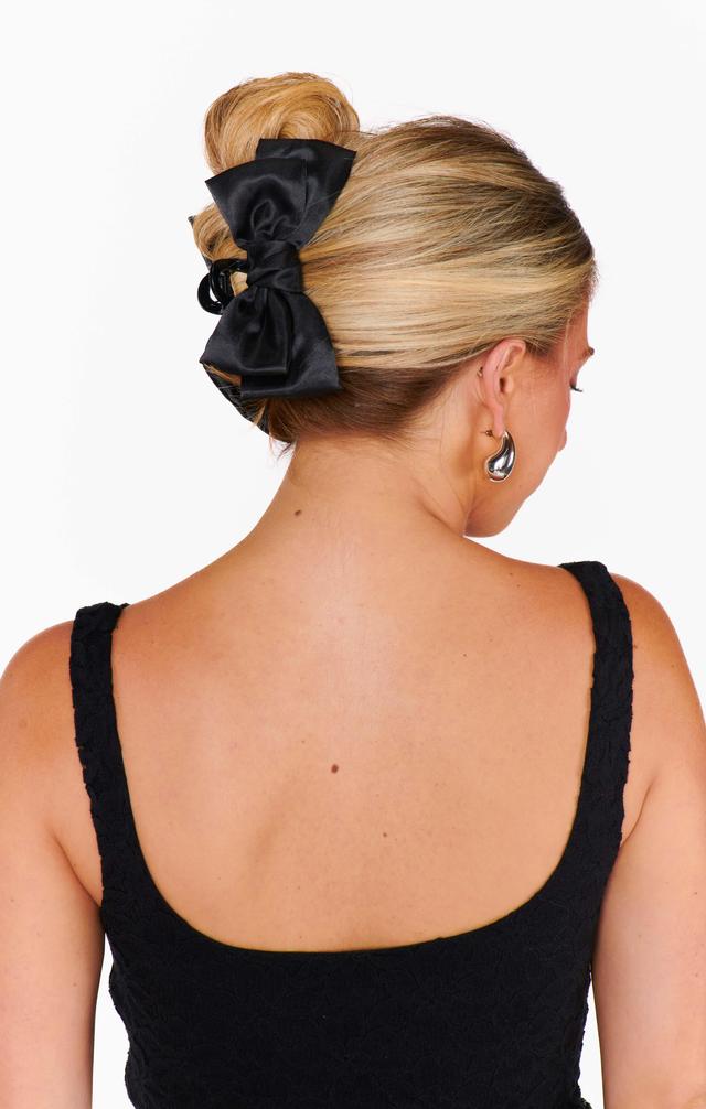 Bow Claw Clip ~ Black Satin Product Image