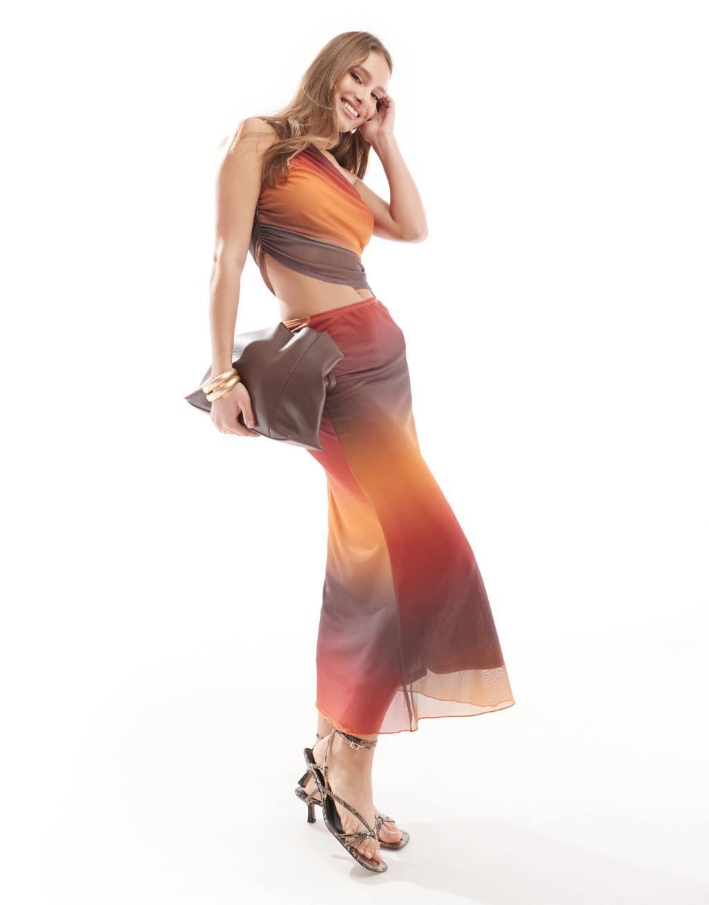 Sixth June ombre mesh maxi skirt in multi - part of a set Product Image