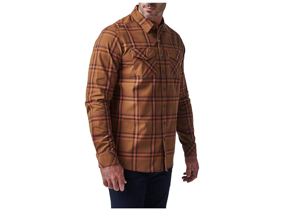 5.11 Tactical Gunner Plaid Long Sleeve (Roasted Barley Plaid) Men's Clothing Product Image