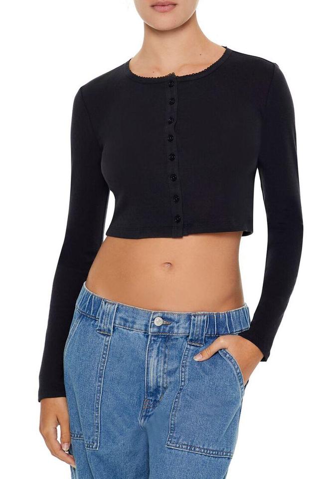 Pointelle Knit Cropped Sweater | Forever 21 Product Image