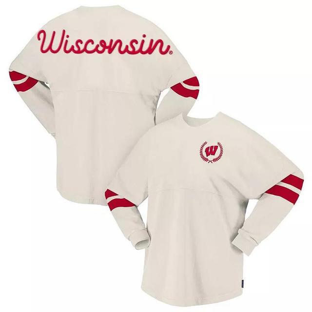 Womens Spirit Jersey Cream Wisconsin Badgers Oversized T-Shirt Product Image