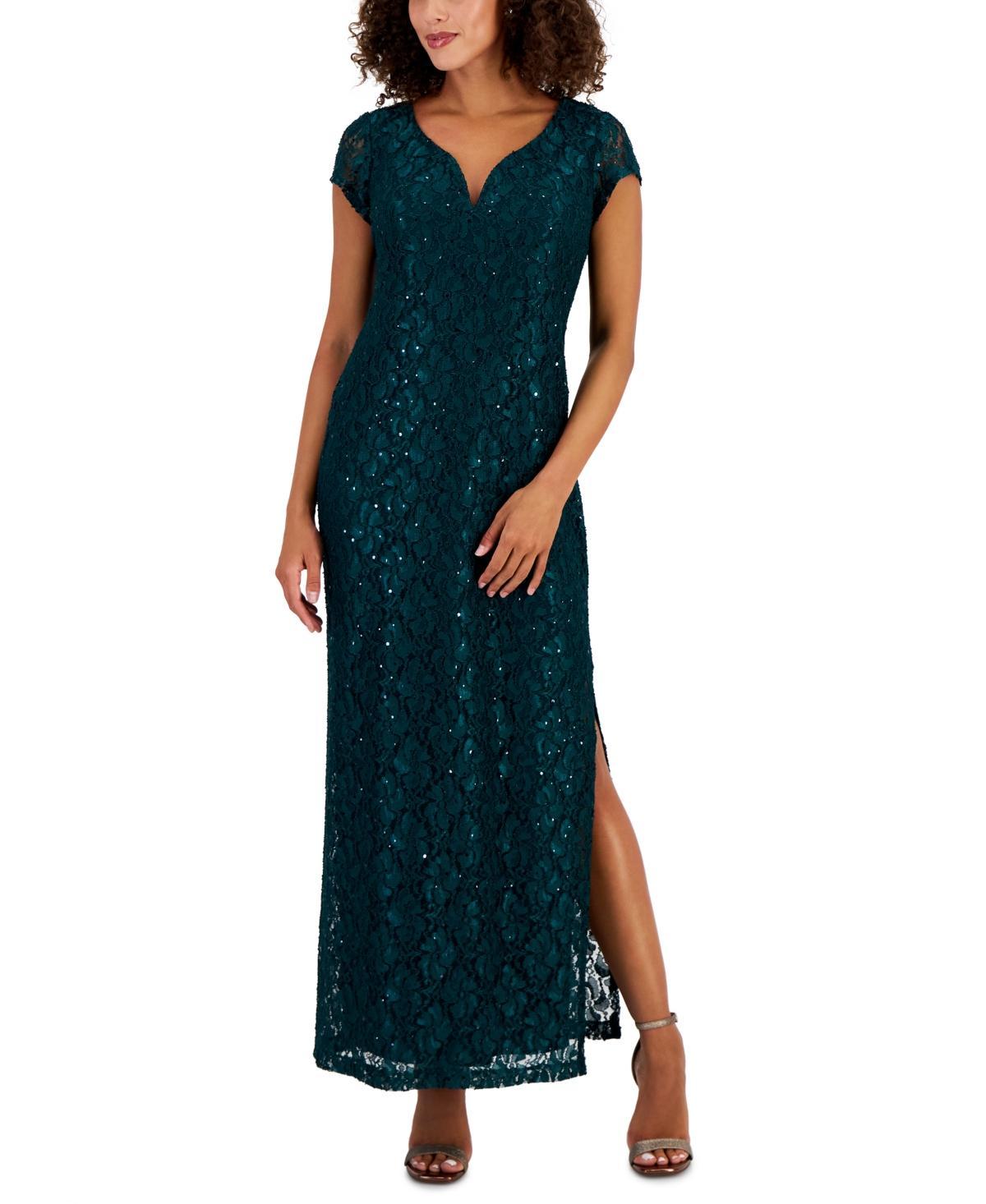 Connected Womens Sequined-Lace Maxi Dress Product Image