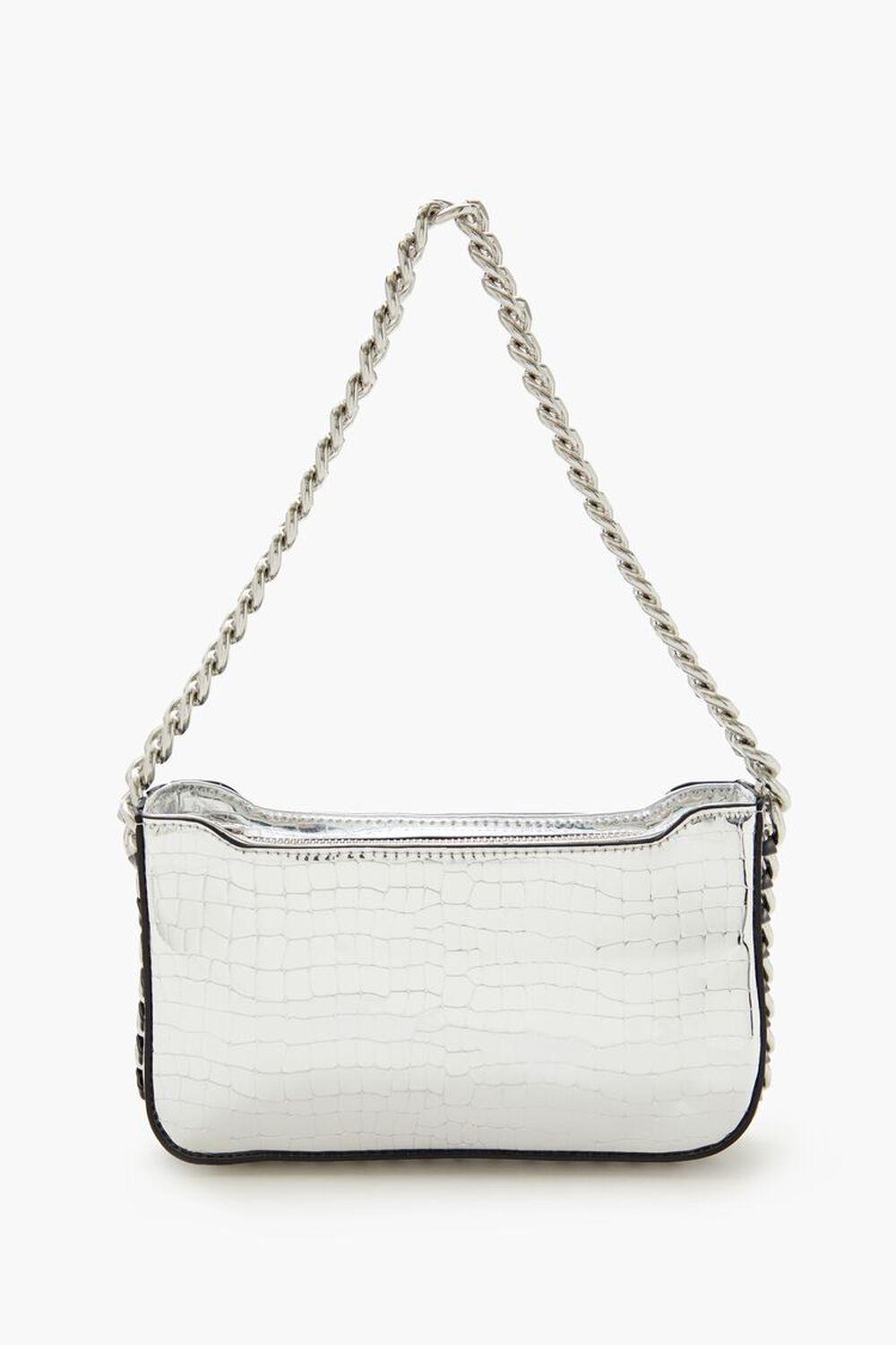 Metallic Faux Croc Shoulder Bag | Forever 21 Product Image