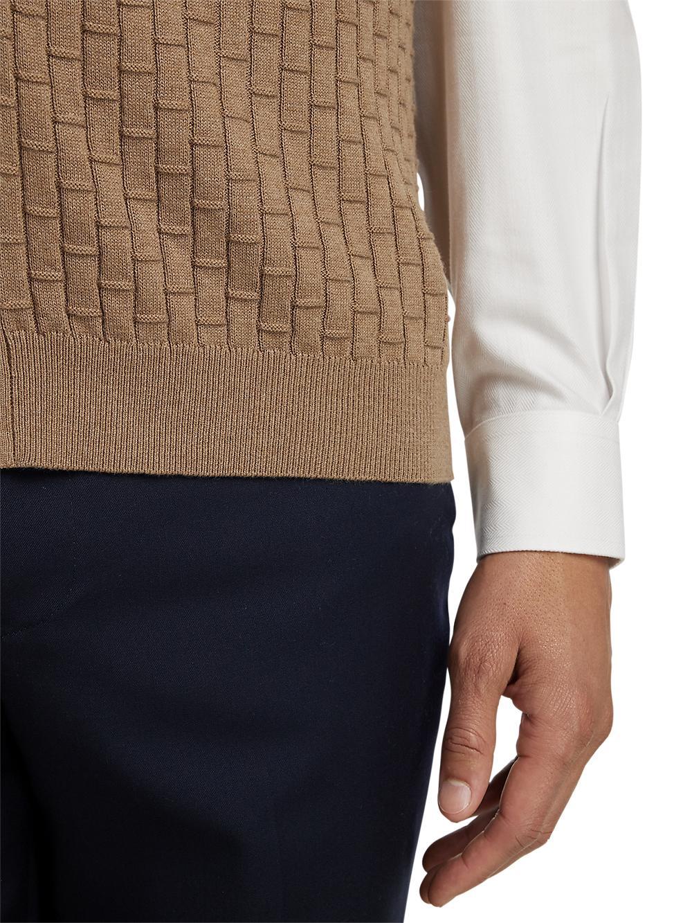 Cotton Button Front Cardigan Vest - Camel Product Image