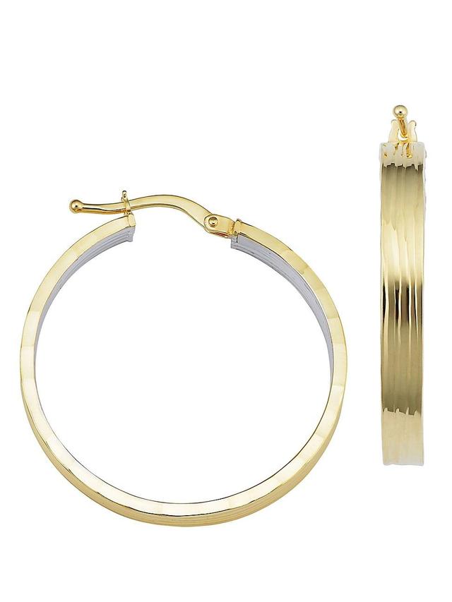 Womens 14K Yellow Gold, White Gold Milan Classic Hoops Product Image