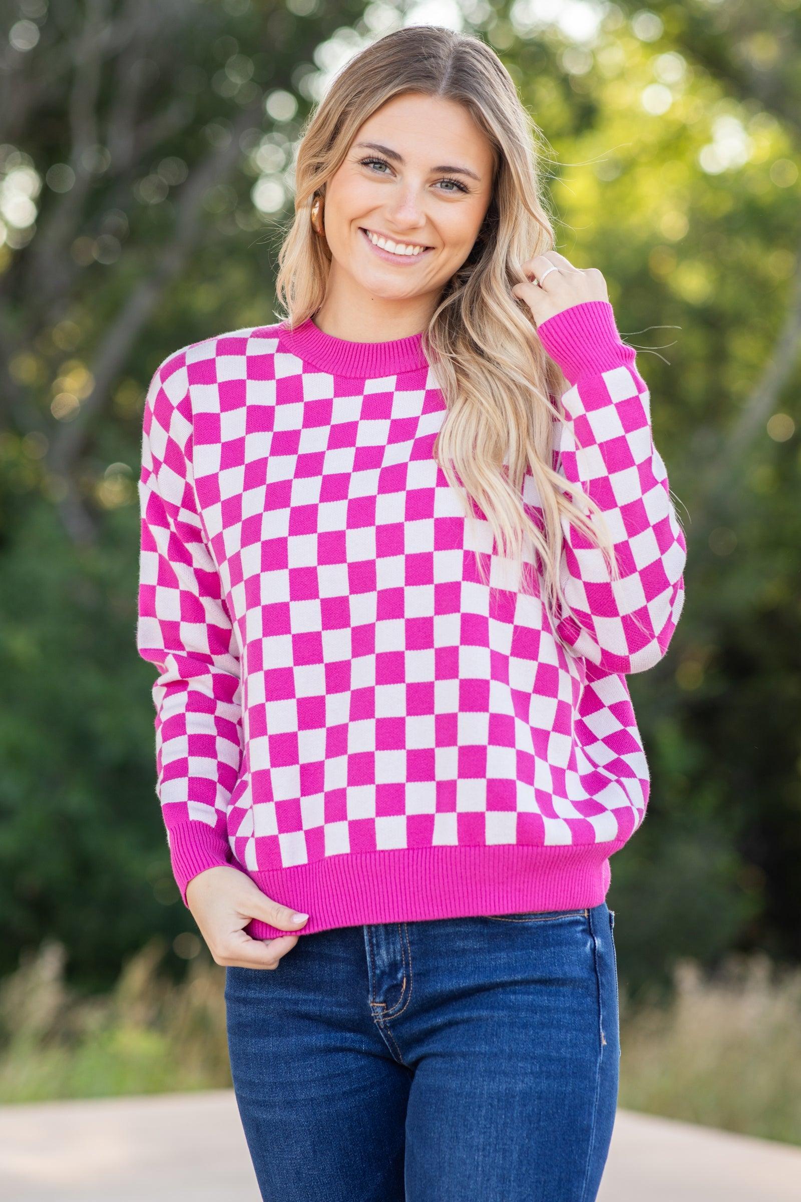 Checkerboard Knit Sweater Product Image