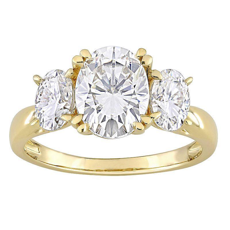 Stella Grace 10k Gold Lab-Created Moissanite 3-Stone Engagement Ring, Womens White Product Image