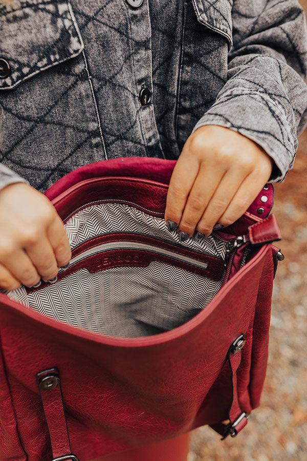 Autumn Treasure Faux Leather Backpack In Wine Product Image