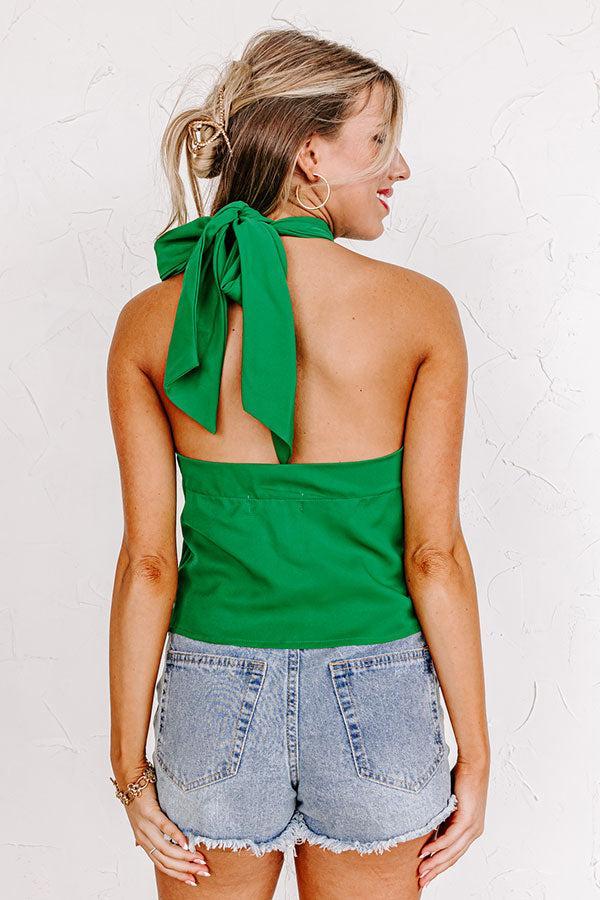 Snap A Photo Halter Top In Green Product Image