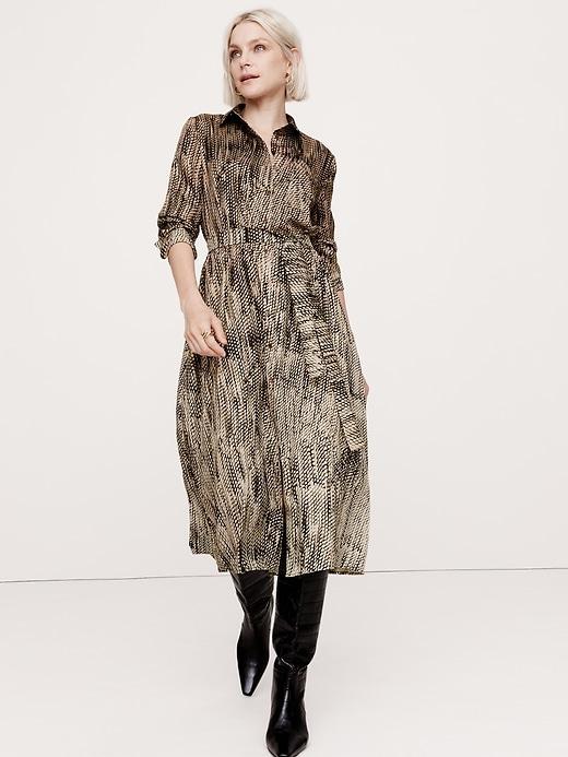 Oversized Snake-Print Midi Shirtdress product image