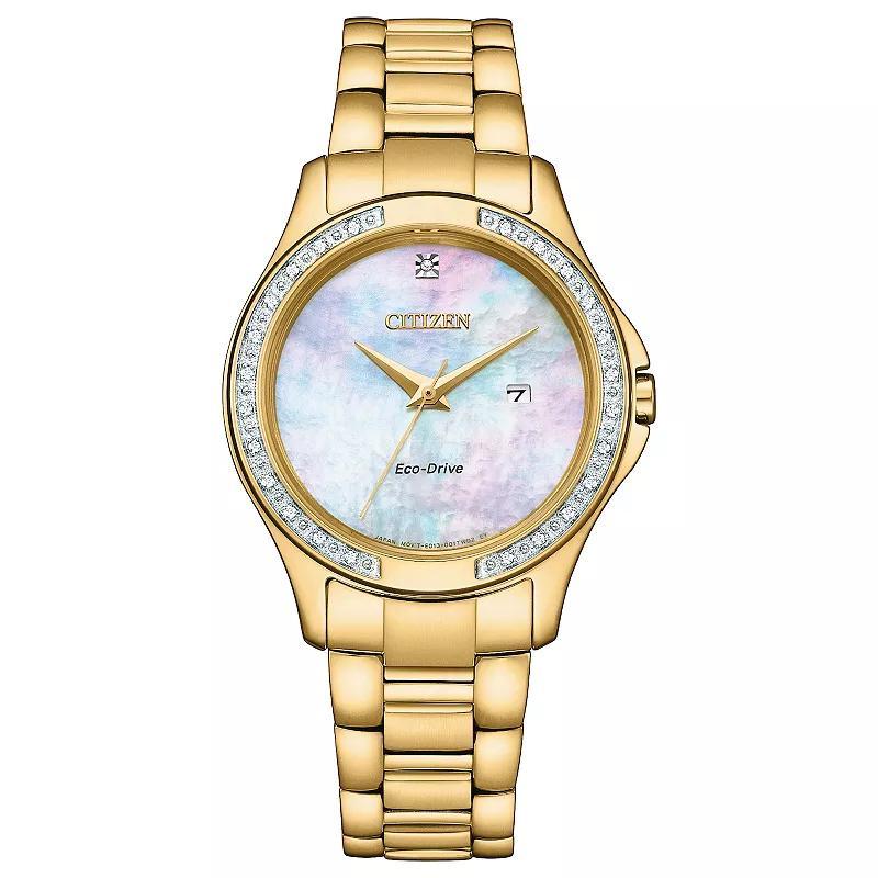 Citizen Womens Eco-Drive Dress Classic Two-Tone Diamond Accent Bracelet Watch Gold Product Image