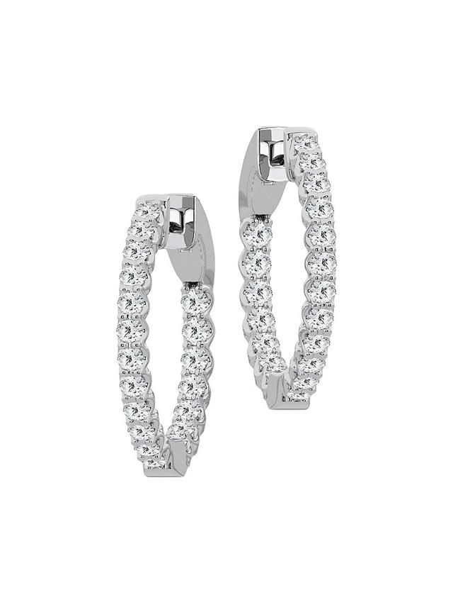 Womens 14K White Gold & 1 TCW Diamond Inside-Out Hoop Earrings Product Image