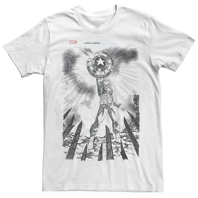 Mens Marvel Captain America Sketched Comic Book Cover Graphic Tee Product Image