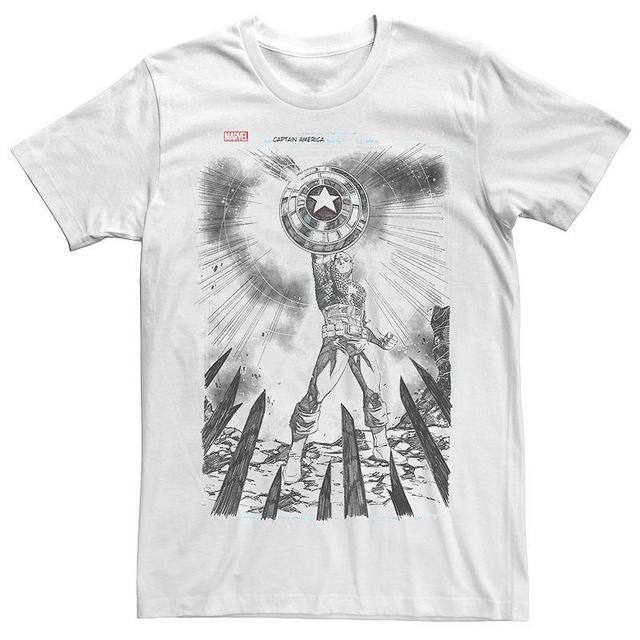 Mens Marvel Captain America Sketched Comic Book Cover Graphic Tee Product Image