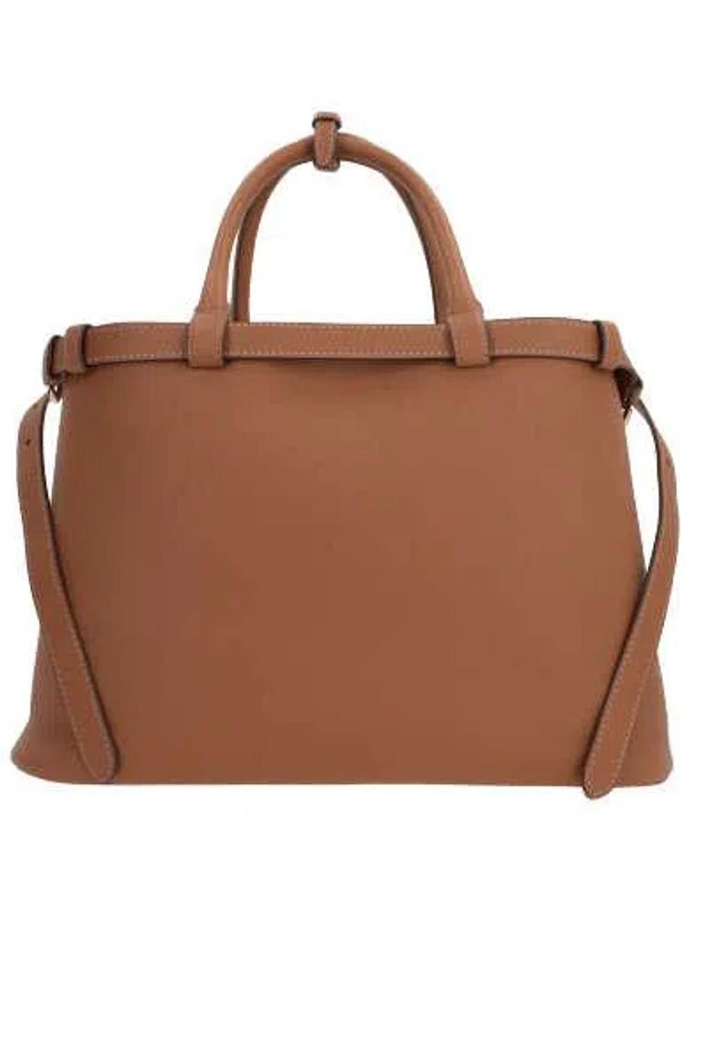 PRADA Caramel Leather Medium  Buckle Handbag In Brown Product Image