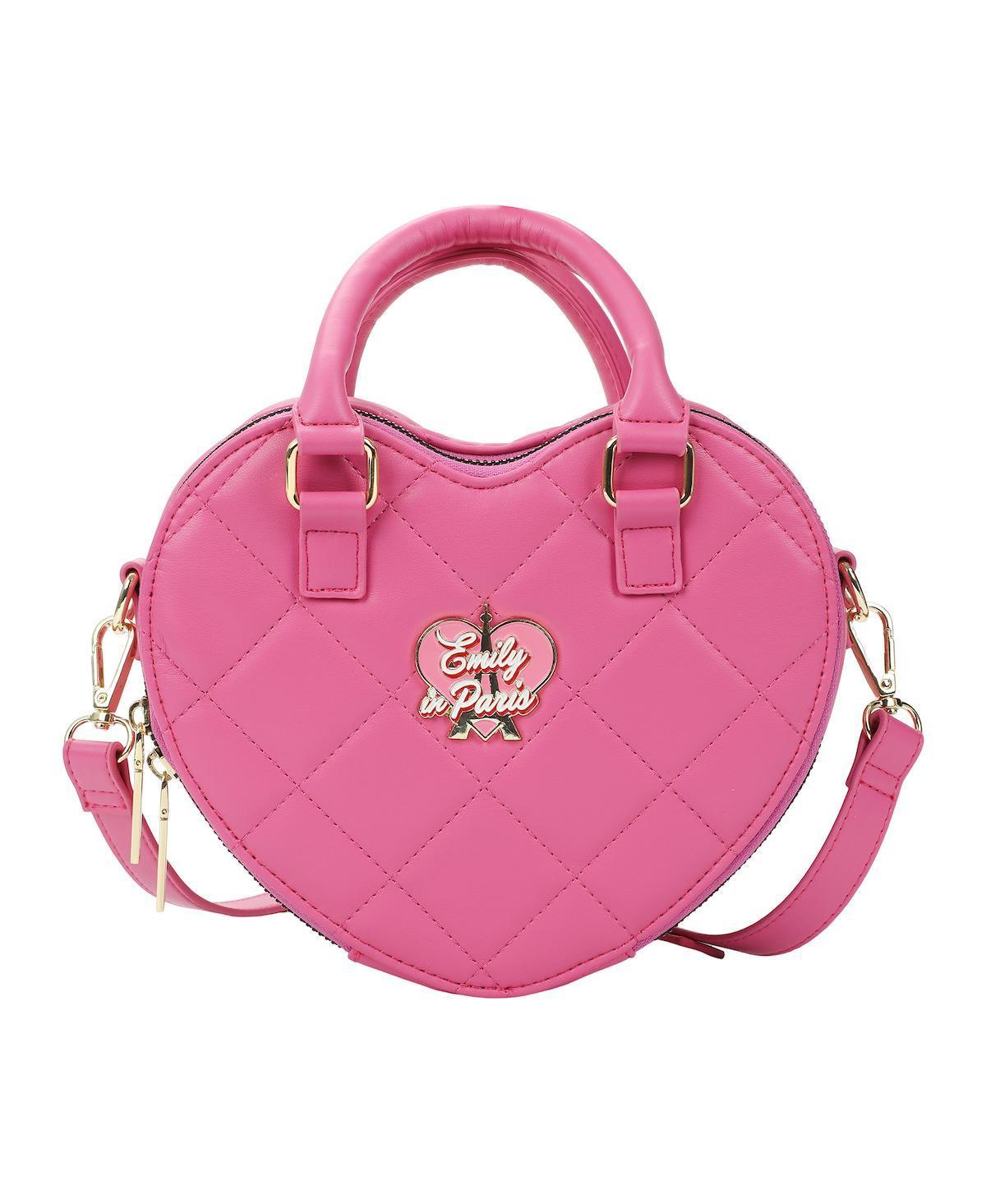 Emily in Paris Womens Pink Heart-Shaped Crossbody Handbag Product Image