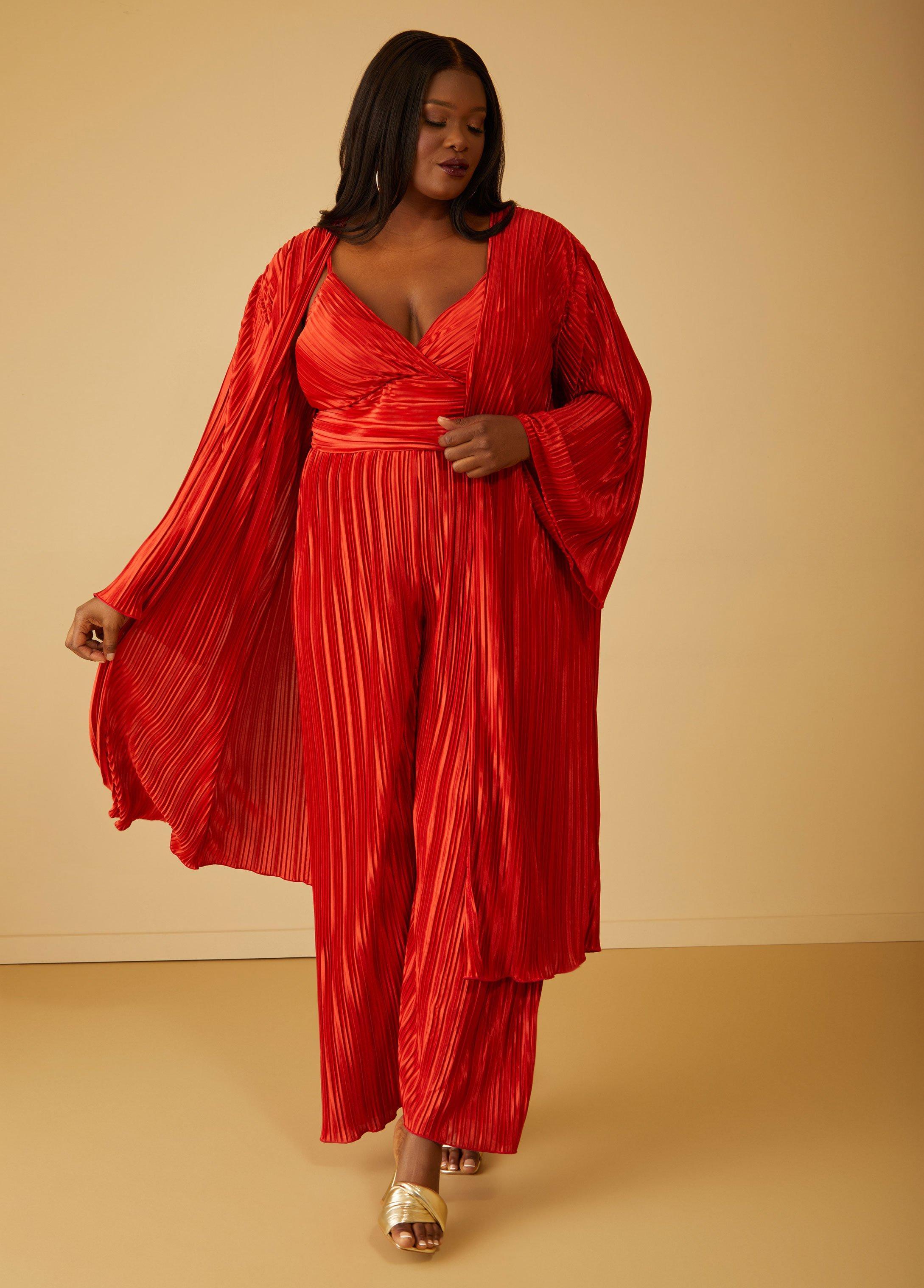 Plus Size Plisse Satin Duster, - Ashley Stewart Product Image